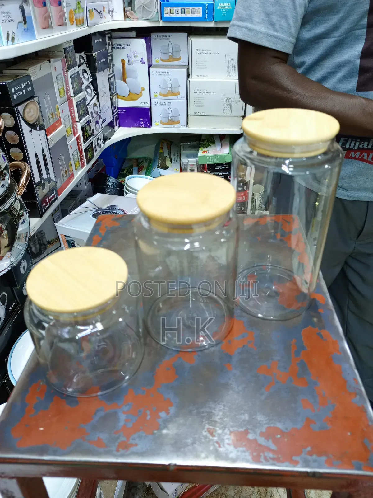 Clear Glass Storage Jars With Bamboo Lids.
