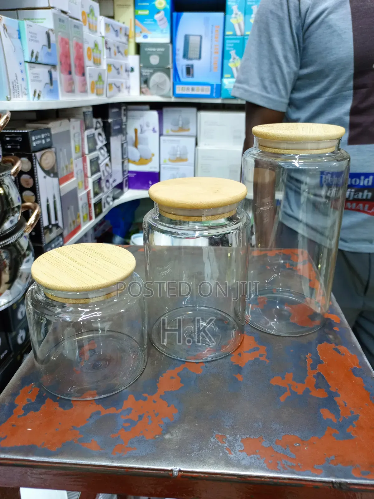 Clear Glass Storage Jars With Bamboo Lids.