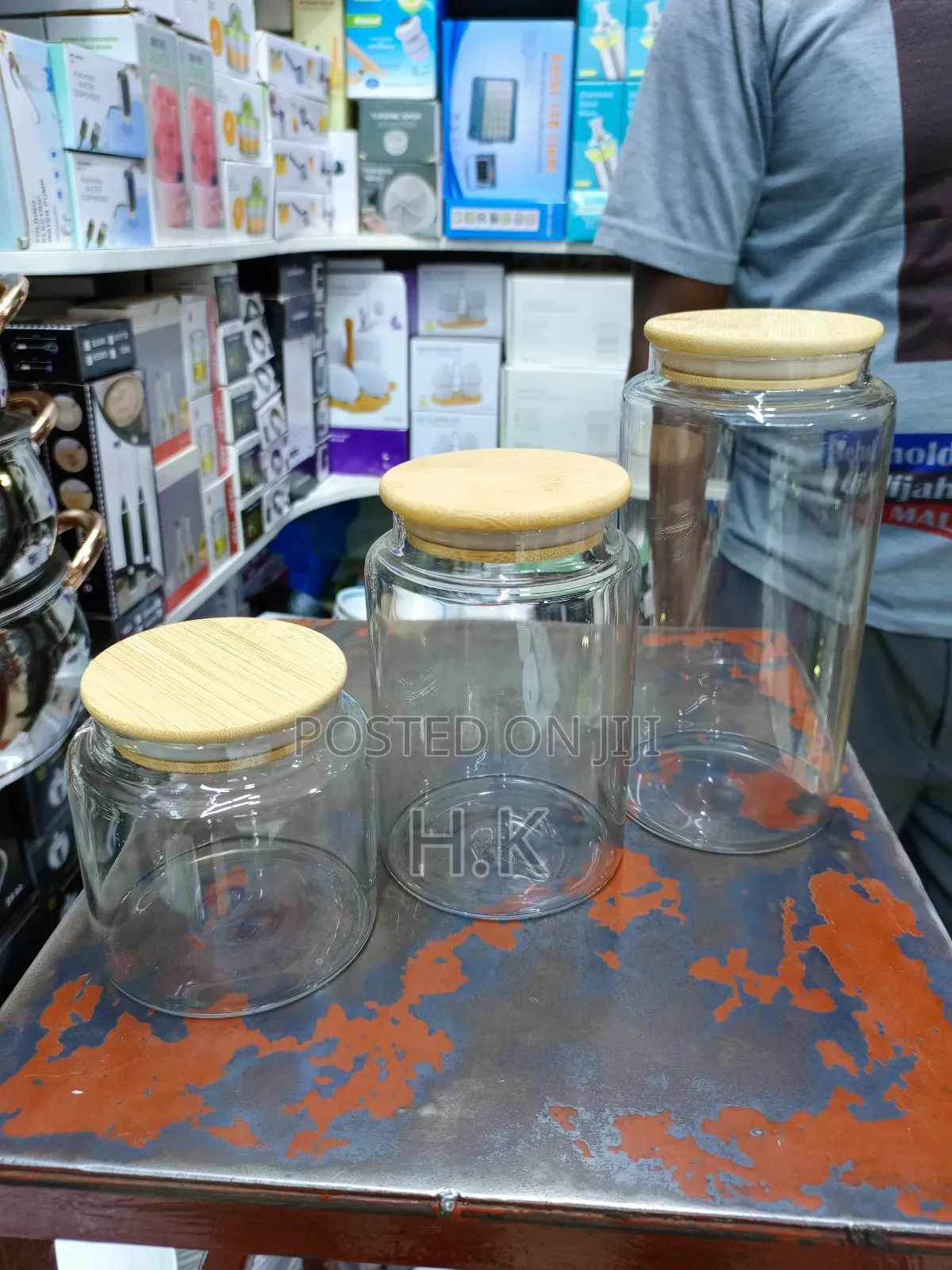 Clear Glass Storage Jars With Bamboo Lids.
