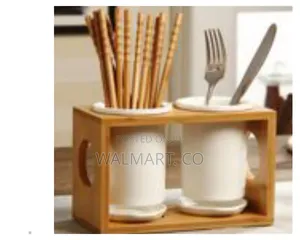 Chopsticks Storage Rack Ceramic Bamboo Dish Drainer