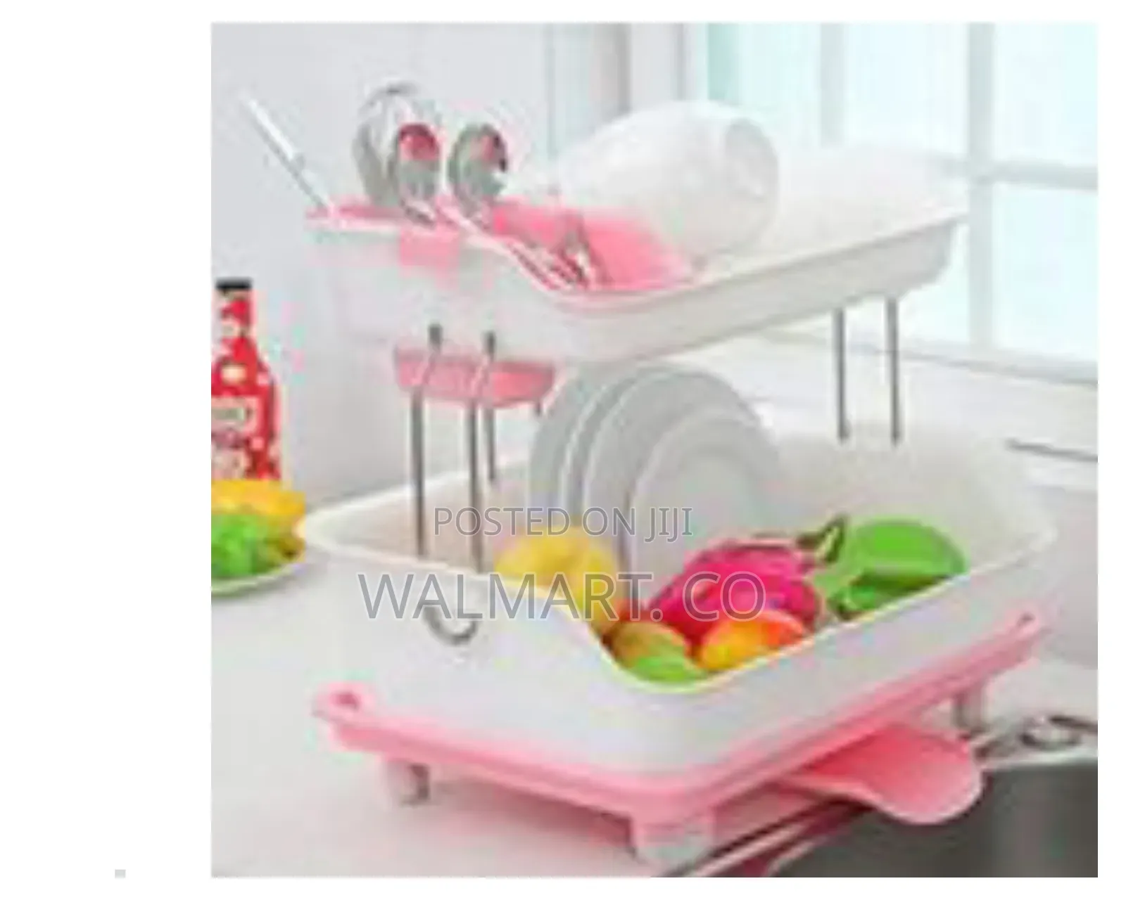 2 Layer Plastic Dish Draining Storage Rack