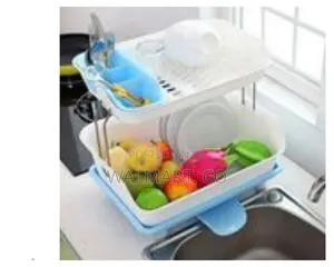 2 Layer Plastic Dish Draining Storage Rack
