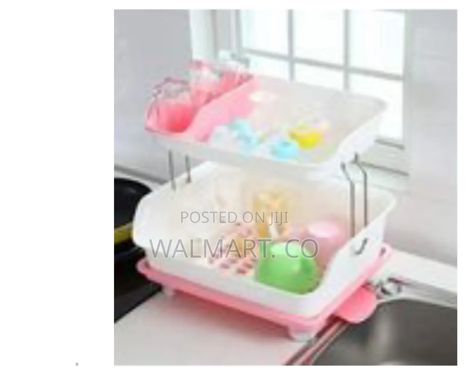 2 Layer Plastic Dish Draining Storage Rack