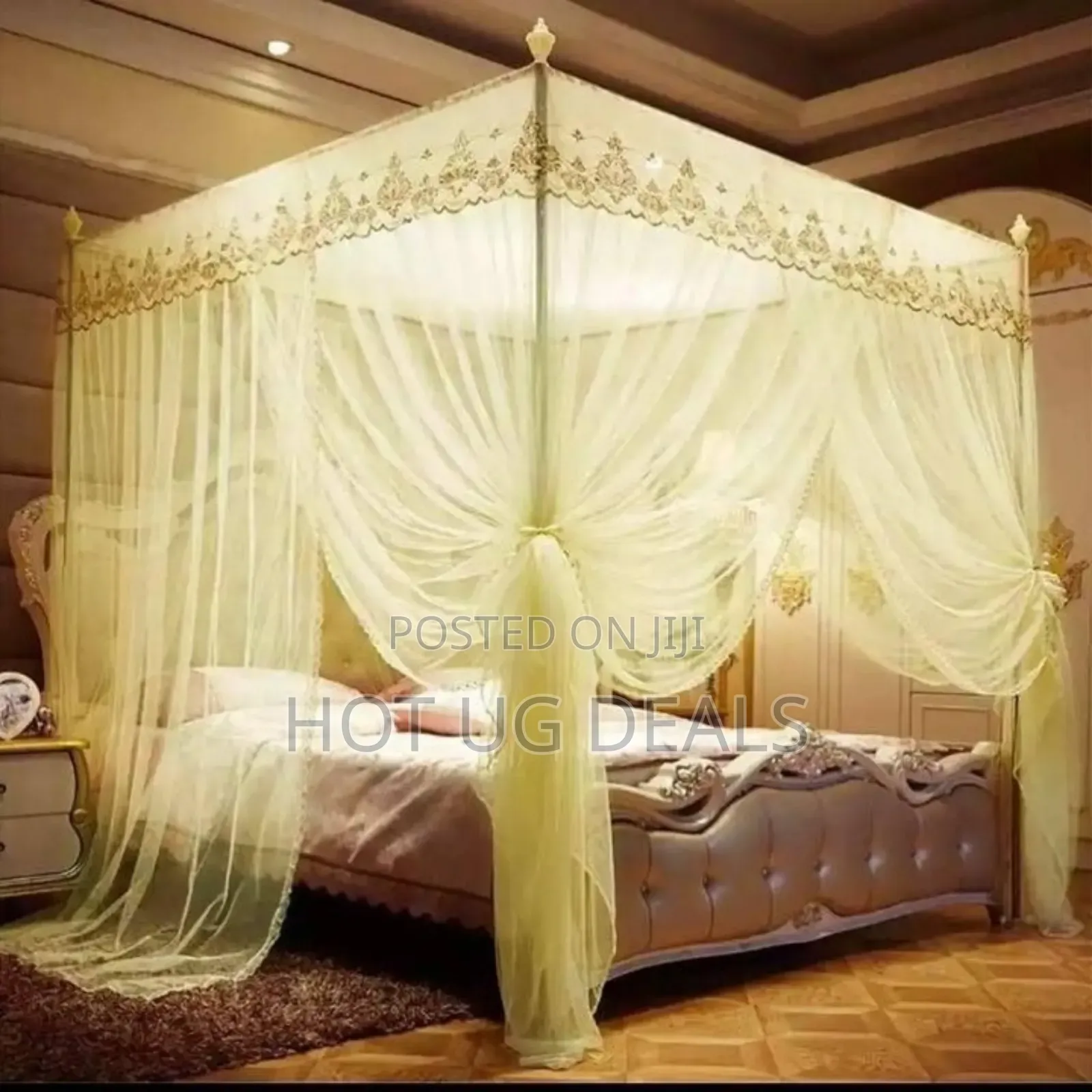 6*6 Mosquito Net With Stands - Cream