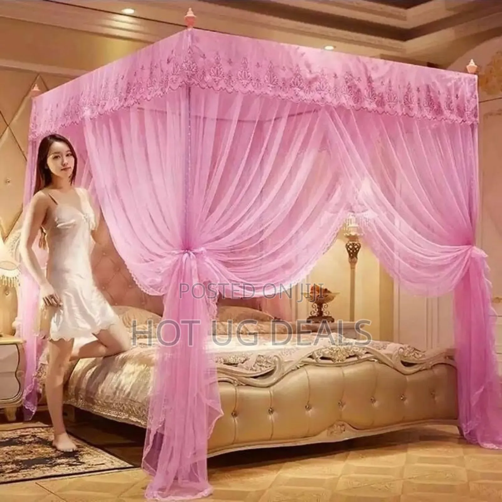 4*6 Mosquito Net With Stands - Cream