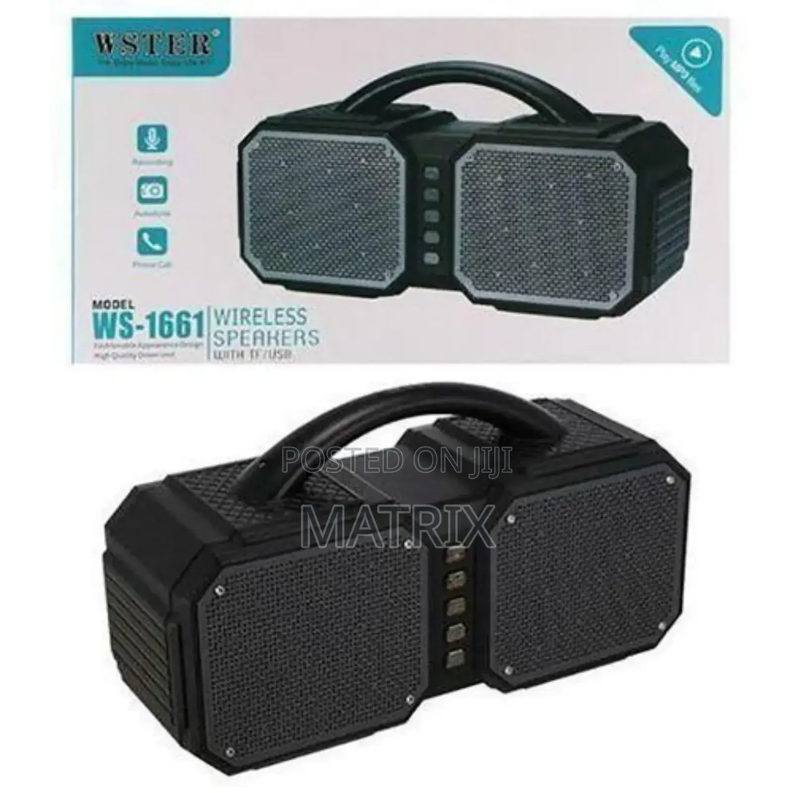 Wster Portable Wireless Bluetooth Speaker - Black/Red