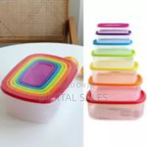 7 Piece Rainbow Plastic Fridge Storage Food Containers
