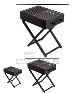 60x30cm Heavy Duty Foldable BBQ Stand With Kabab Smoker Grill Durable
