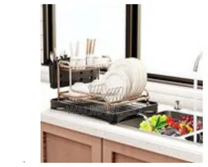 Aluminum Dish Drying Rack With Removable Cutlery and Cup Holder