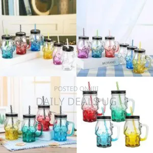 6 Set 500ml Halloween Skull Mason Jars Clear Glass Tumbler Wine