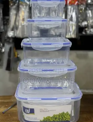 5pcs Set of Stackable, Airtight Plastic Food Storage Containers
