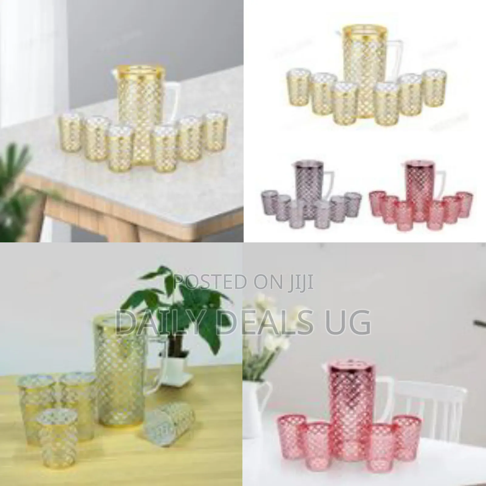 Bpa Free Leak Proof Plastic Water Jug With 6 Tumblers Drinkware Set
