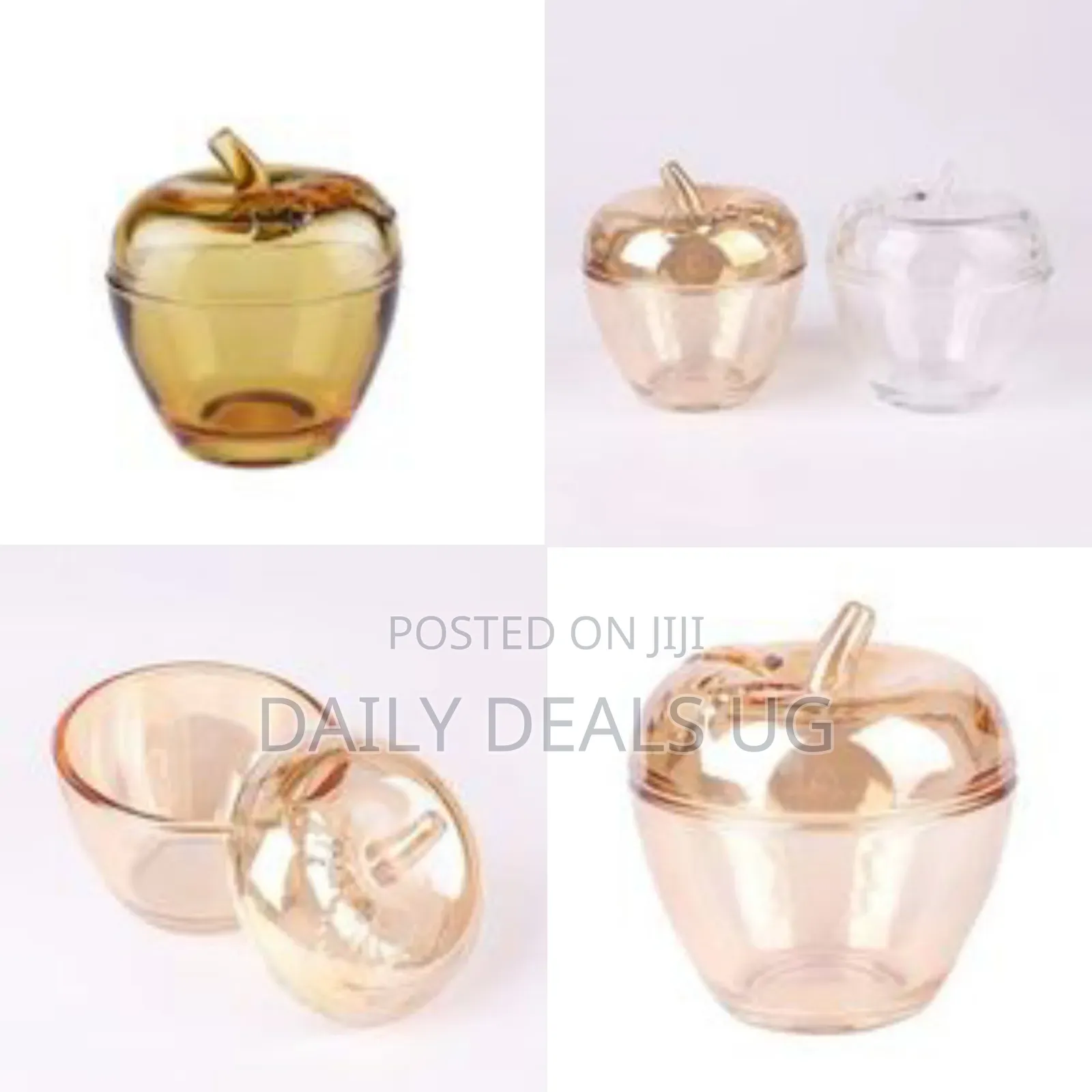 Solid Apple Sugar Glass Candy Jar Bowl Dish - Brown