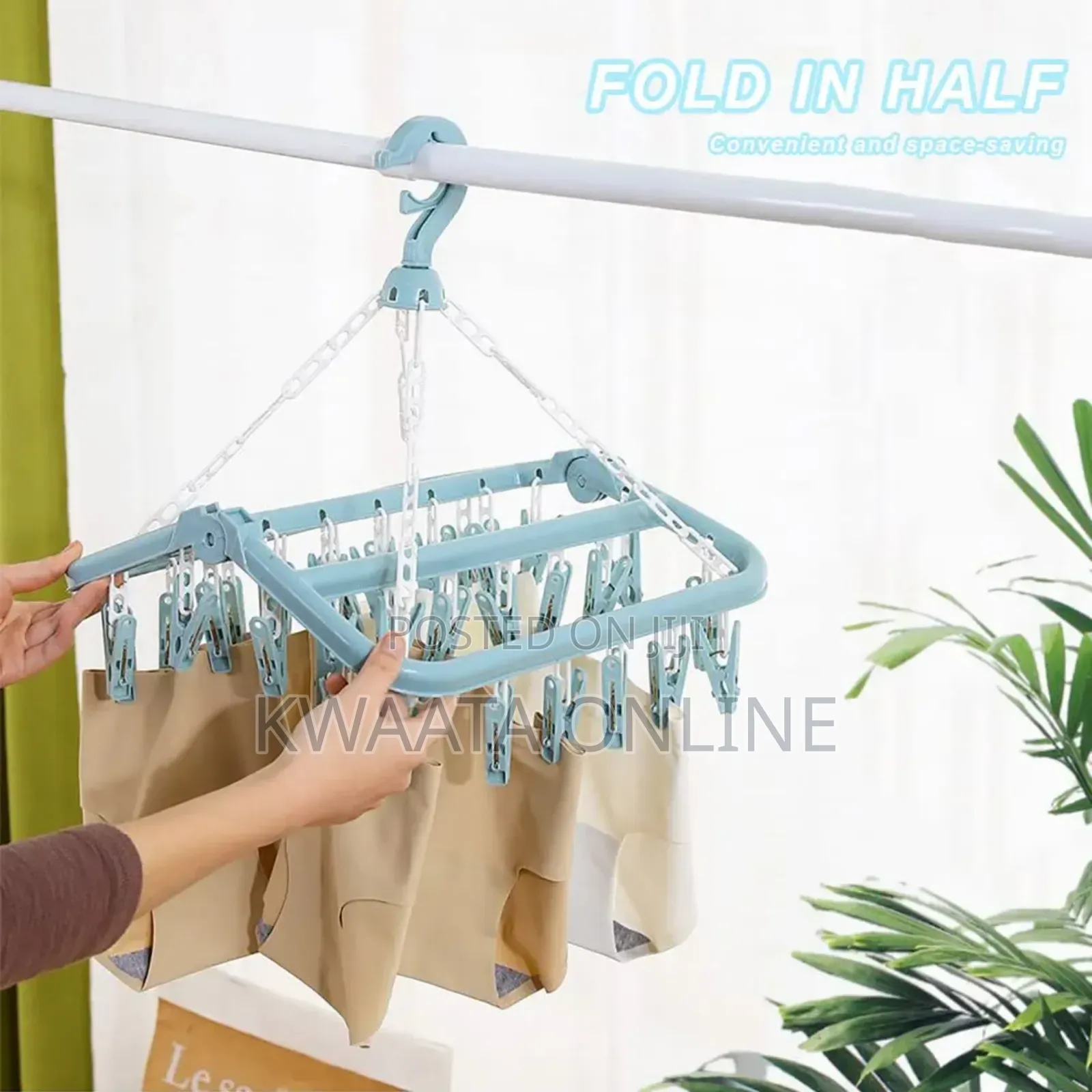 Clothes Drying Hanger With 32, Pant Peg Laundry Foldable