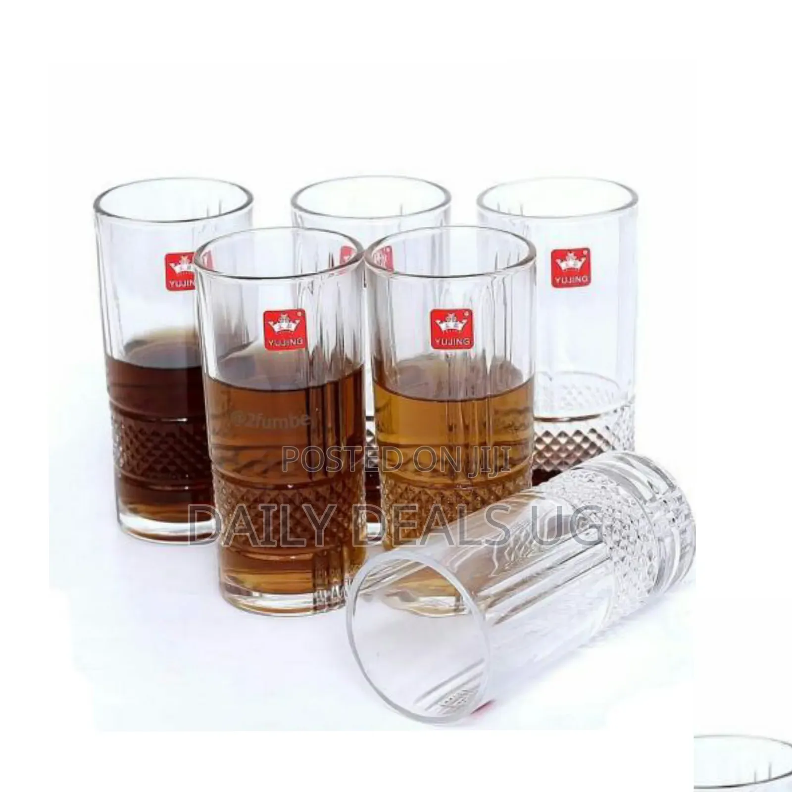 6 Pieces of Self Design Juice Glasses - Colorless
