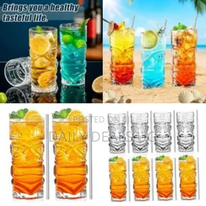 6 Pieces of Glassware Cocktail Glasses Hawaiian Style Tiki Mugs