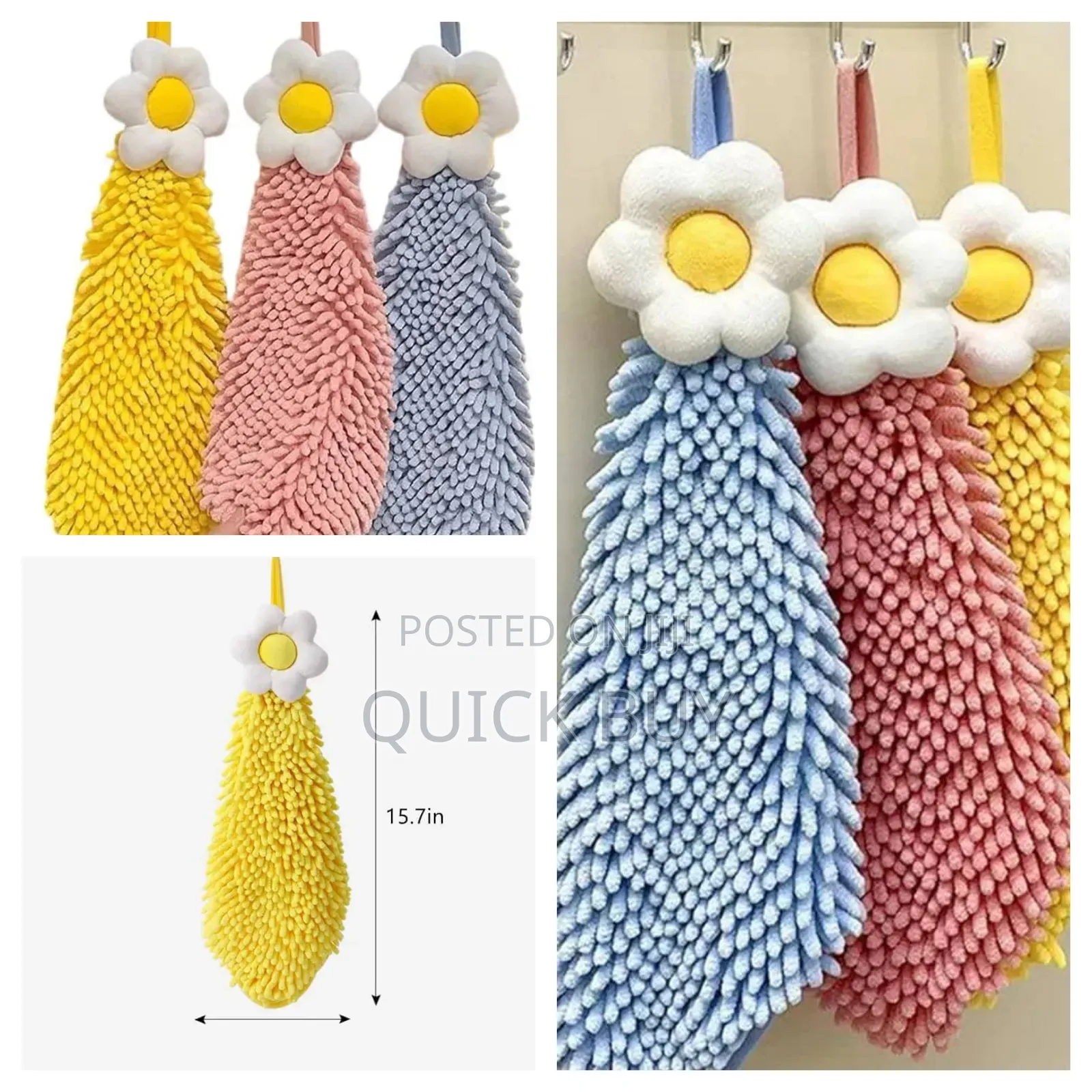 3pcs Chenille Hand Towel