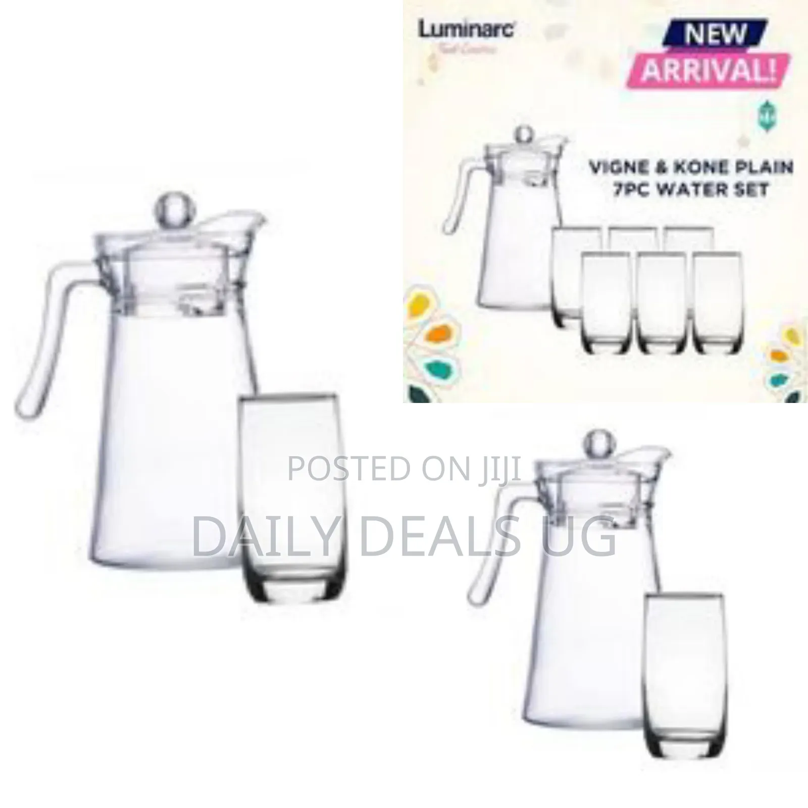 Luminarc Vigne Kone Plain 7pc Water Set Glasses and 1.3l Juice Jug