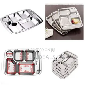 Stainless Steel Rectangle 6 In1 Component Dinner Plate Tray for Lunch