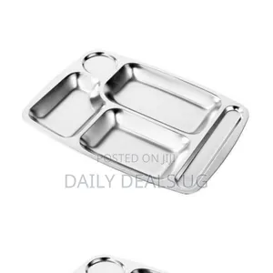 Stainless Steel Rectangle 5 In1 Component Dinner Plate Tray for Lunch