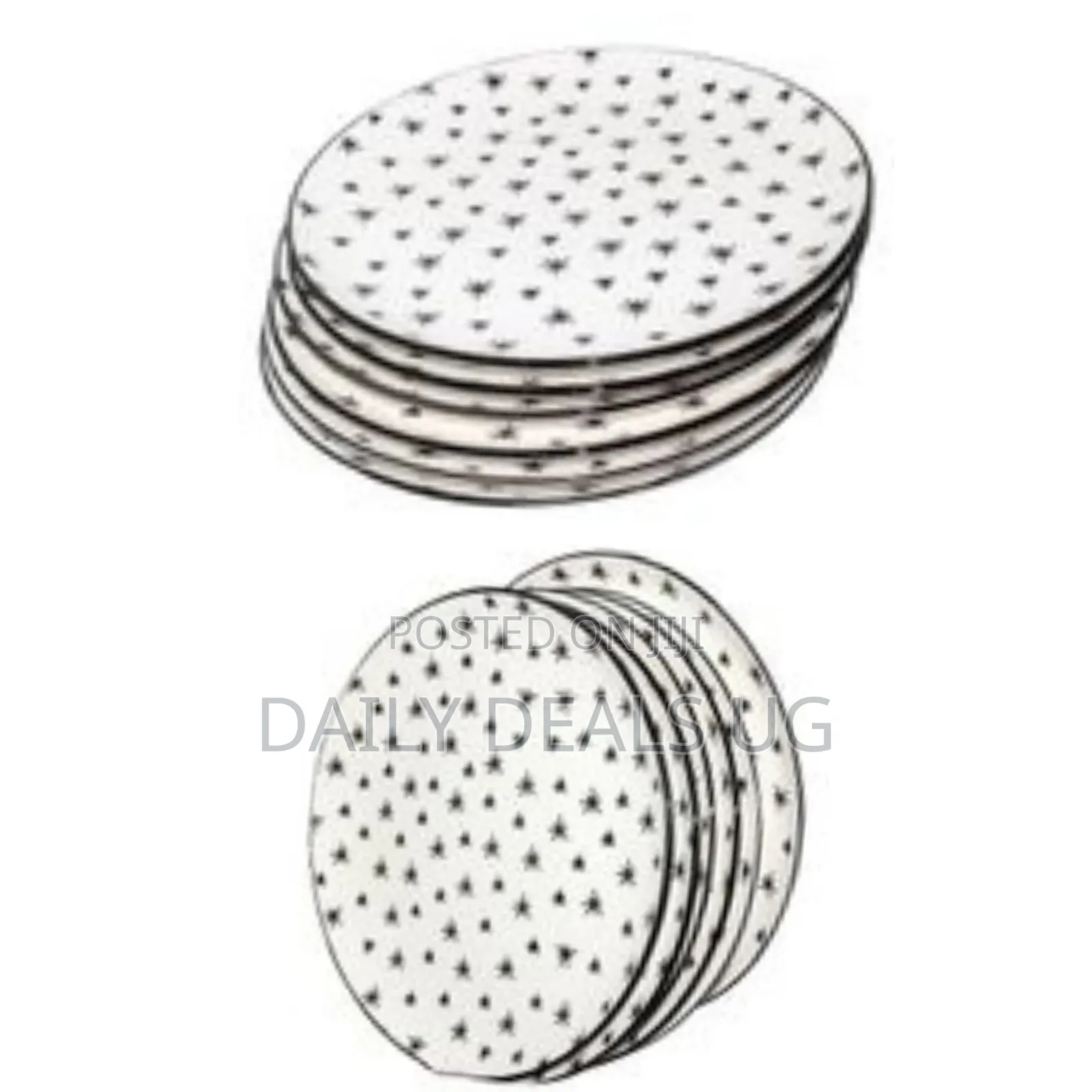 Round Star Design Dinner Plates, 6pcs - White
