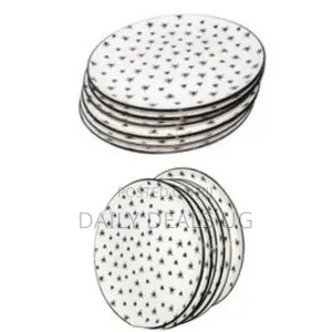 Round Star Design Dinner Plates, 6pcs - White