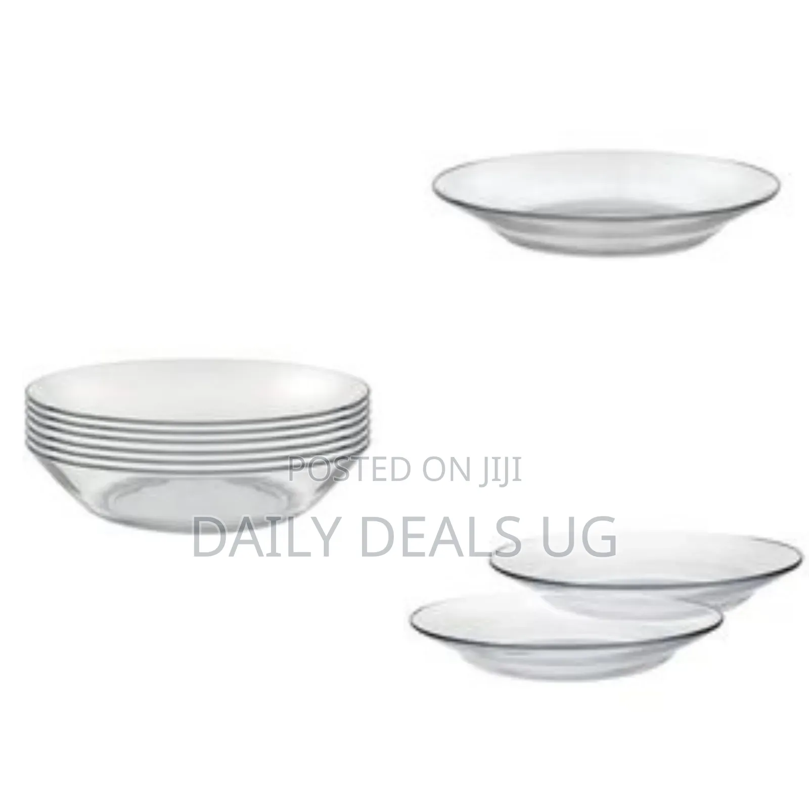 Clear Glass Round Soup Plates, 6pcs - Colorless