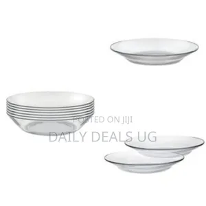 Clear Glass Round Soup Plates, 6pcs - Colorless