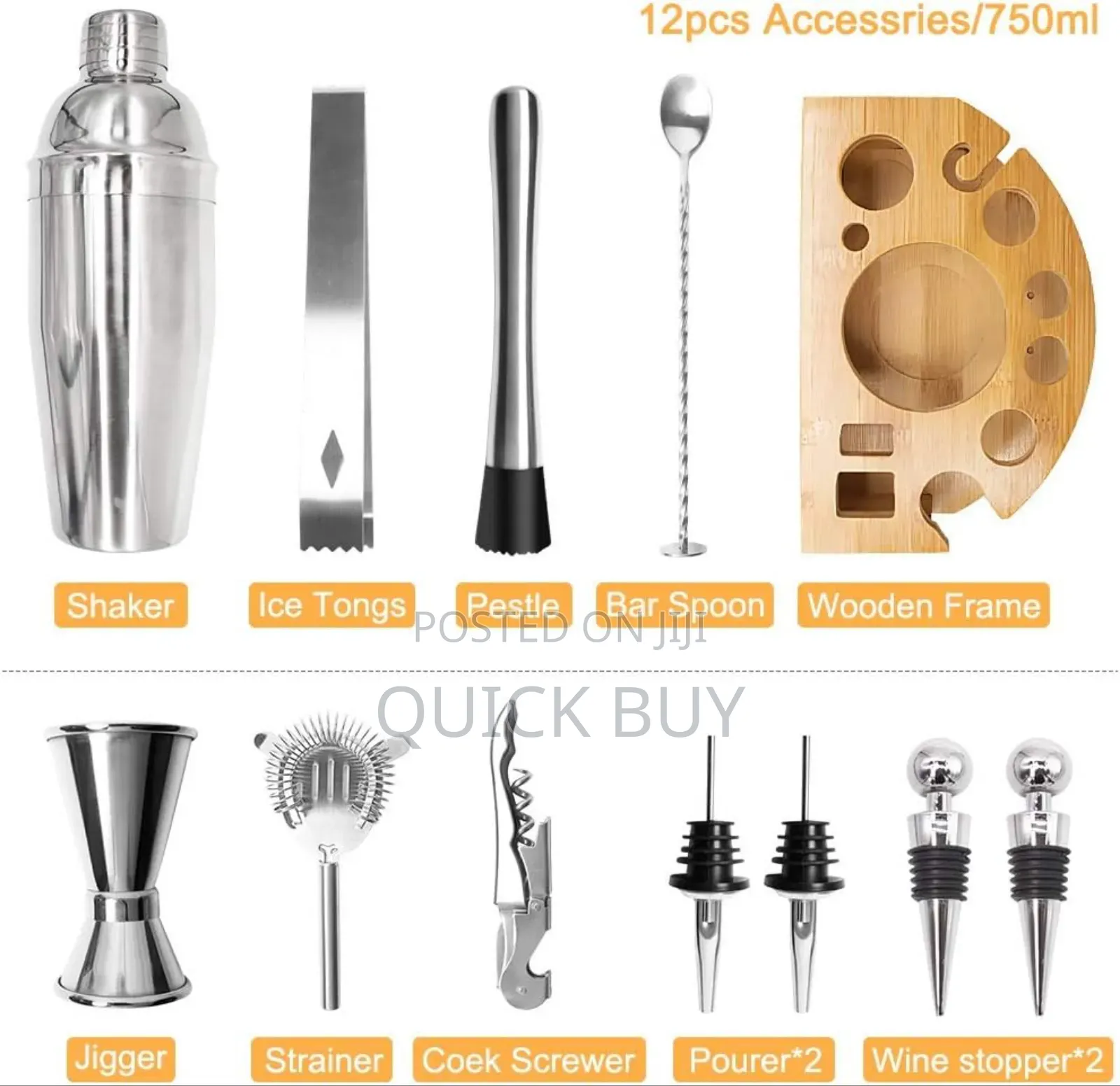 Stock 12 Piece Mixology Bartender Kit With Stand, Cocktail Shaker Set