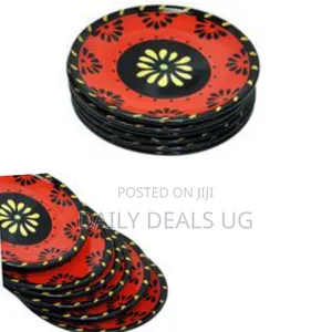 6 Pieces Red Flowered Side Plates - Multicolor