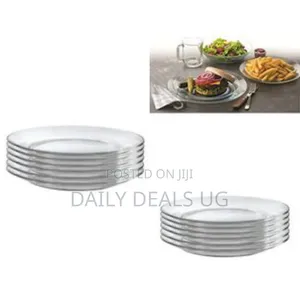 Clear Glass Round Dinner Plates, 6pcs - Colorless