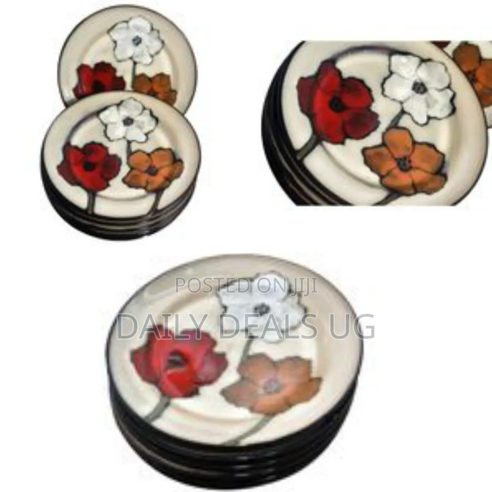 6 Pieces Floral Side Plates - Cream