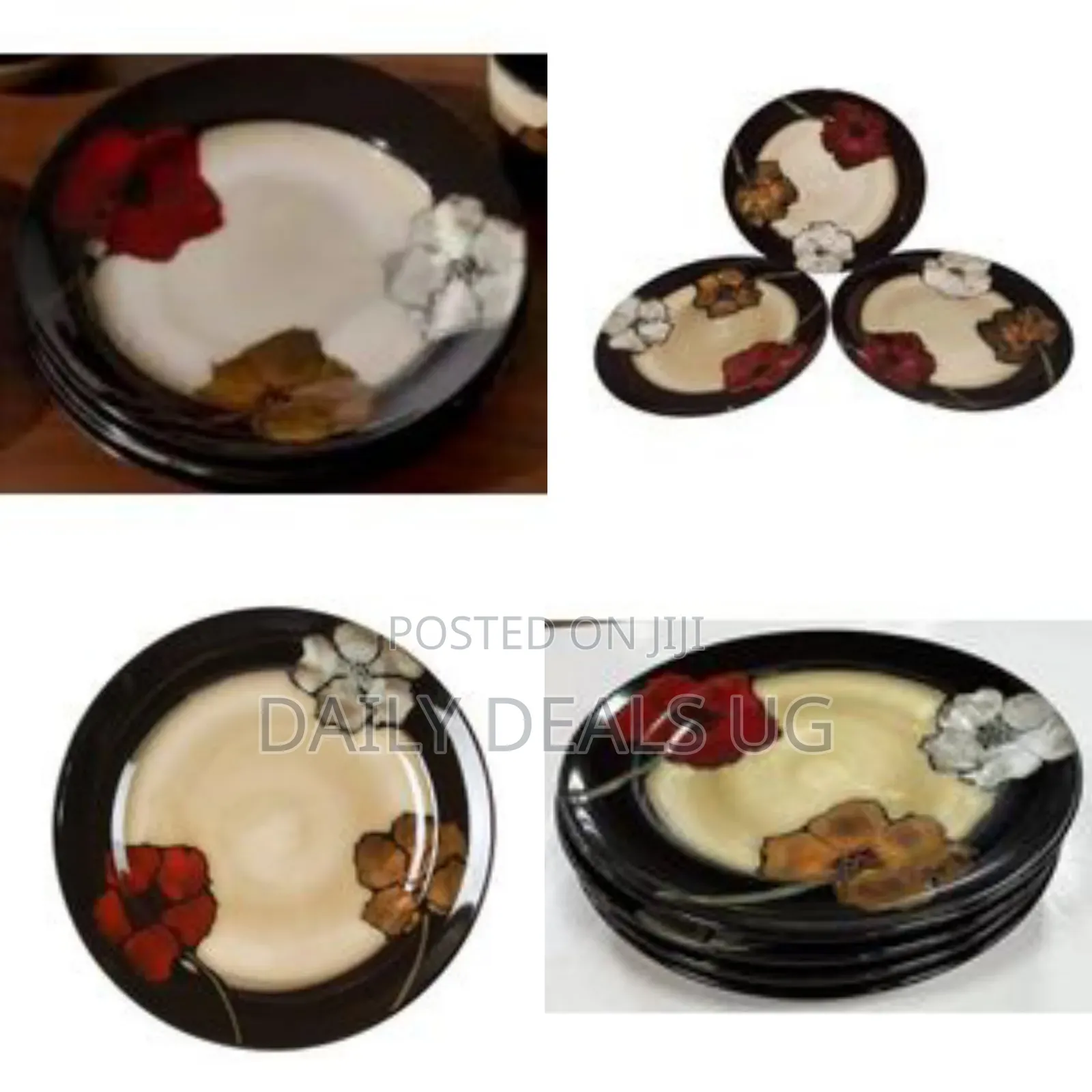 6 Piece Multi Flower Food Ceramic Dinner Plates Microwave, Oven