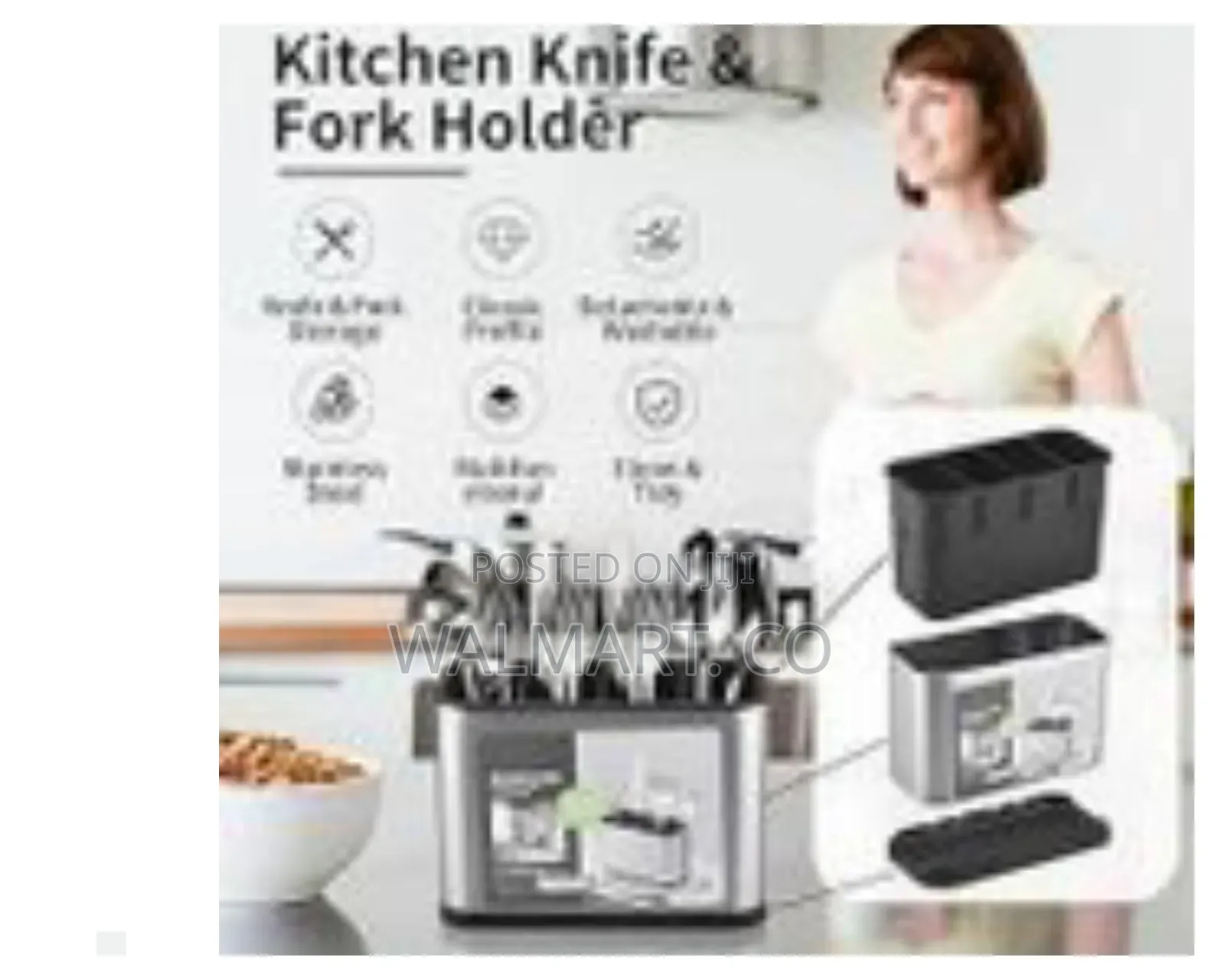 Kitchen Utensil Holder Rustproof Stainless Steel Flatware Cutlery