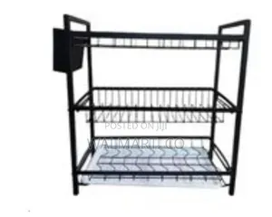 3 Tier Aluminum Plate Dish Drying Rack-Black