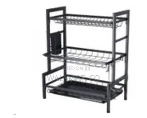 3 Tier Aluminum Plate Dish Drying Rack-Black