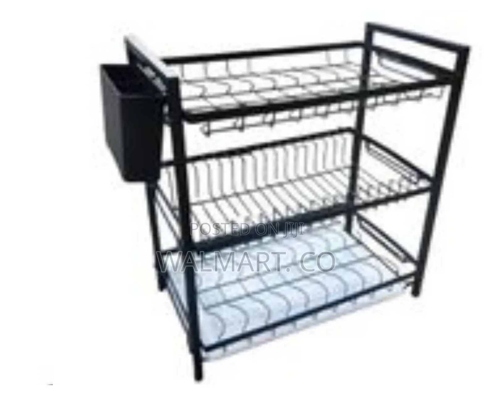 3 Tier Aluminum Plate Dish Drying Rack-Black