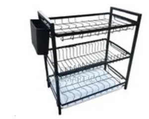 3 Tier Aluminum Plate Dish Drying Rack-Black
