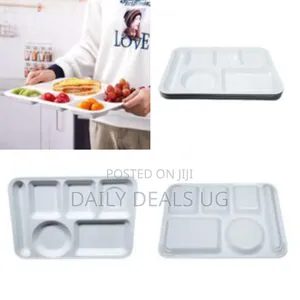 6 Pieces of Divided Plates Melamine 5-Compartment White Portioned