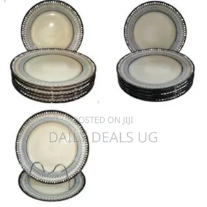 Blue Dotted Ceramic Serving Dinner Plates Set of 6, 10 Inch Dish Set