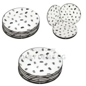Round Box Design Dinner Plates, 6pcs - White