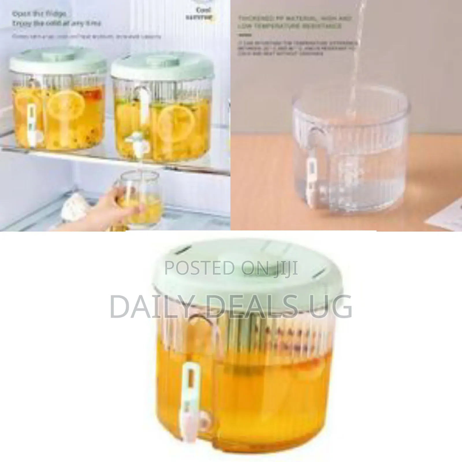 3l Round Ribbed Plastic Drink Dispenser With Tap Fridge Tea Juice Cold