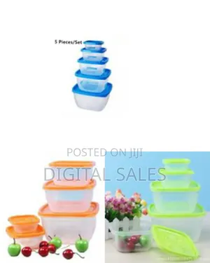 5 Pc Square Airtight Food Storage Containers Tins