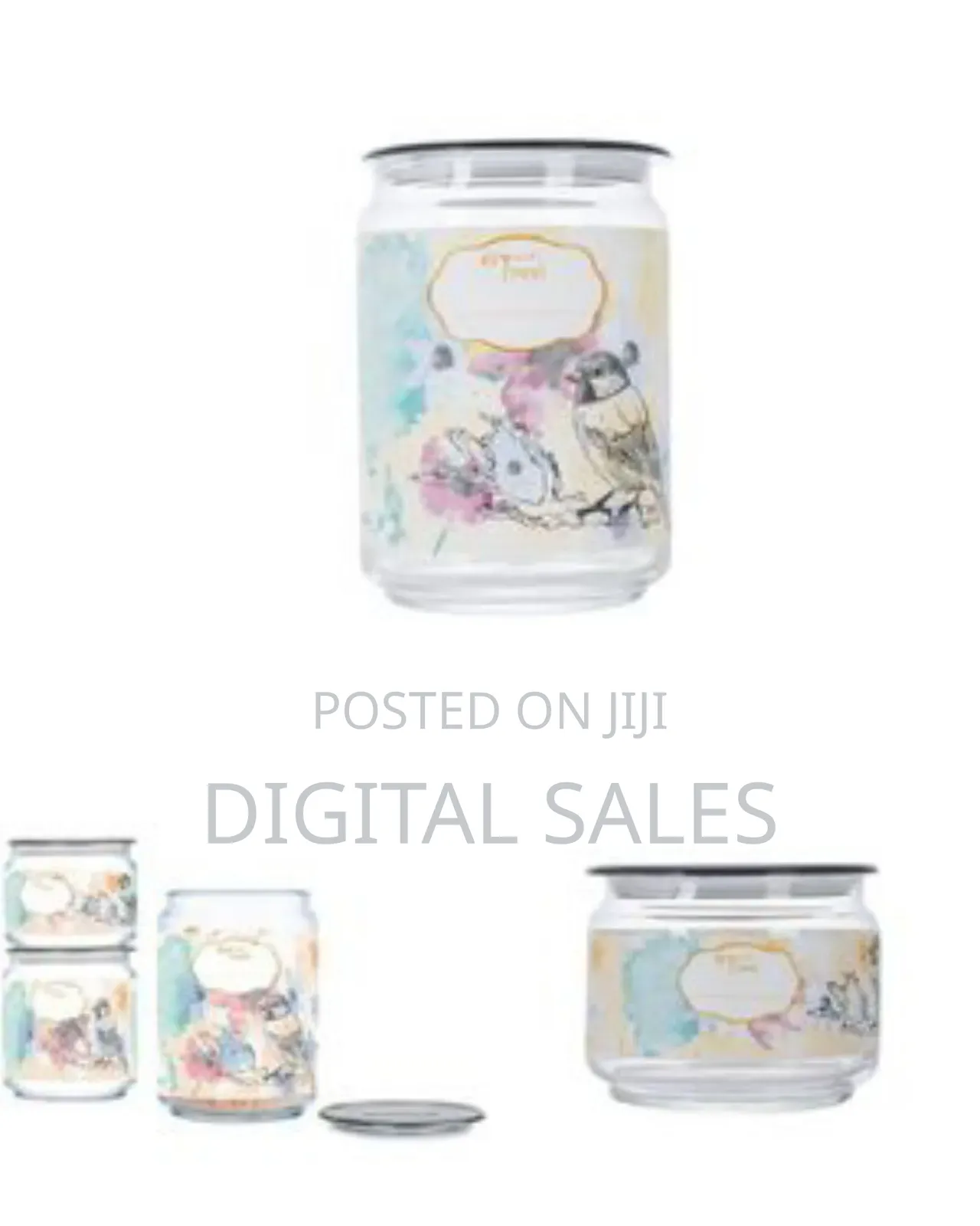 Luminarc 3 Piece Happy Bird Sugar Bowl, Food Storage Jar Container