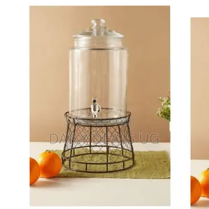 5.6 L Rooster Glass Beverage Dispenser With Metal Fence Stand