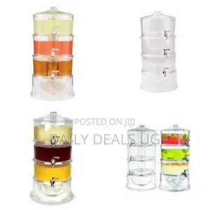 Acrylic 3-Tier Water, Juice Drink Dispenser With Ice Chamber Base