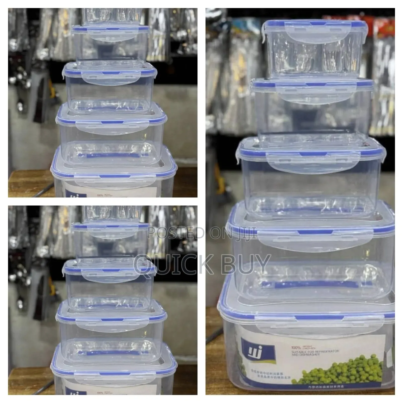 5pcs Set of Stackable, Airtight Plastic Food Storage Containers