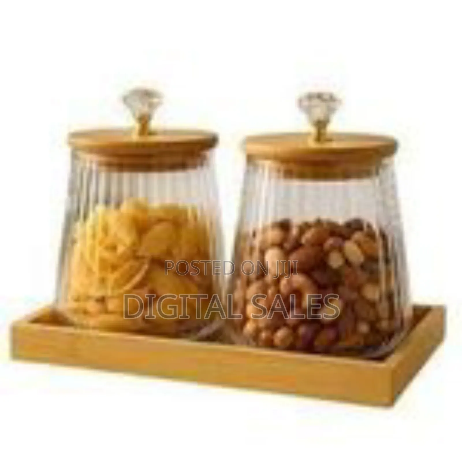2-Piece Round Airtight Glass Storage Jar Canister Set With Bamboo