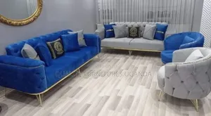 7 Seater Blue and Gray Colored Couch