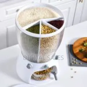 4 Grid Rotating Cereal Food Rice Bucket Storage Dispenser Box